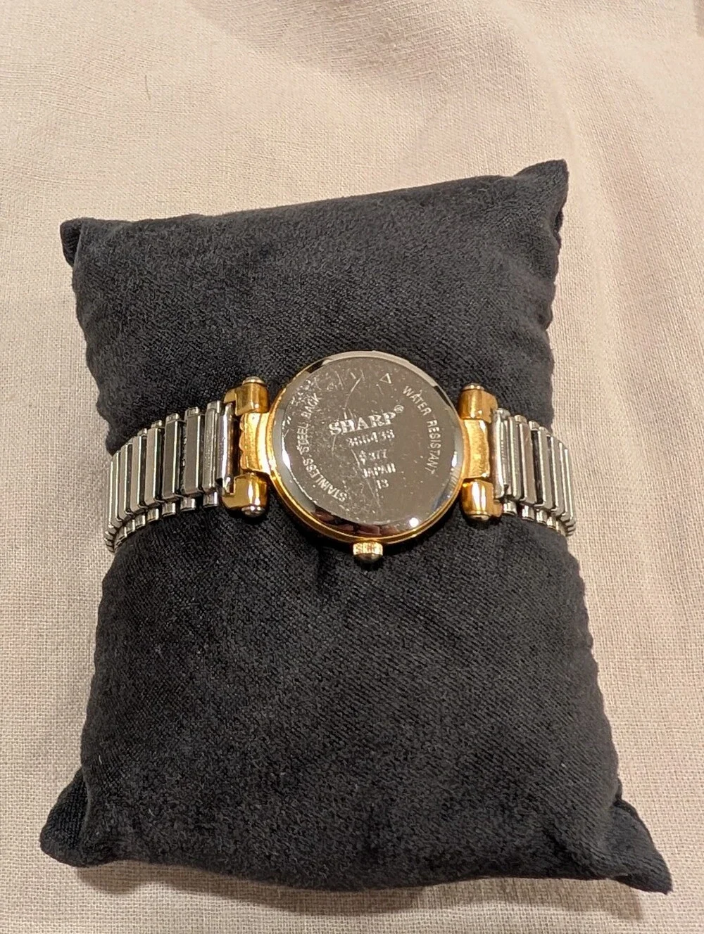 Vintage Sharp Two-Tone Expansion Band Watch Large Arabic Numbers Dial